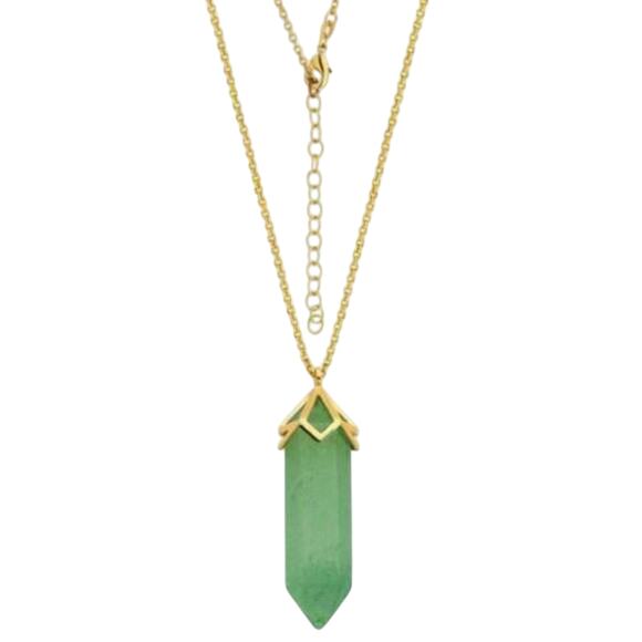 MACY'S Genuine Green Quartz Pendant Necklace w/ Gold Hardware/Chain NWT $80! - Picture 1 of 5